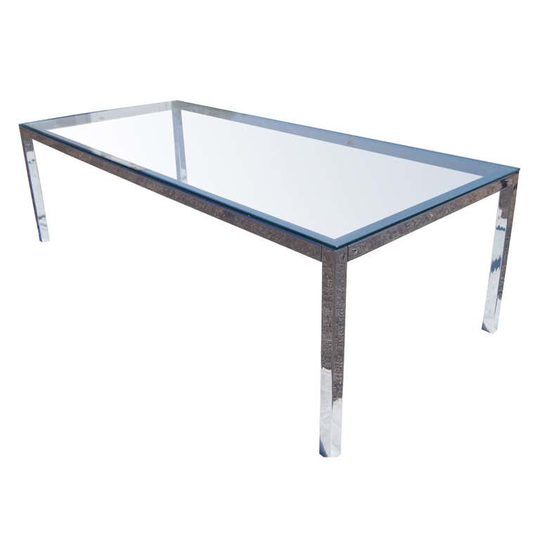 Chrome and Glass Dining Table at 1stDibs