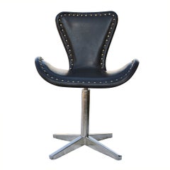 Leather And Chrome Swivel Chair