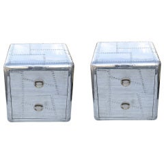 Pair of Metal Two-Drawer Chest End Tables
