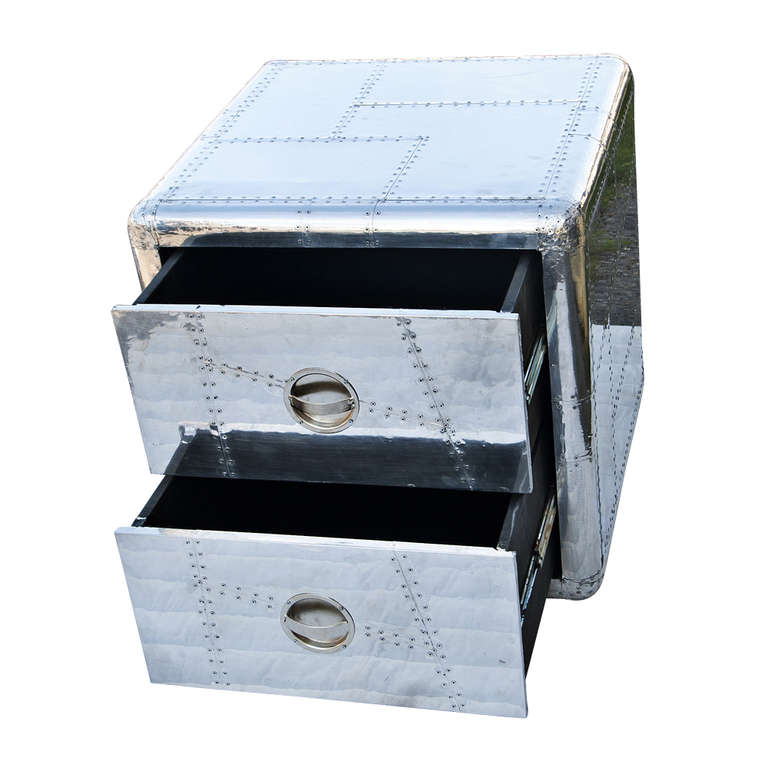Pair of Metal Two-Drawer Chest End Tables