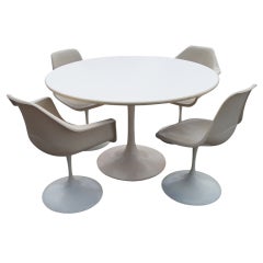 Saarinen Style Tulip Dining Set Table and Chairs 1