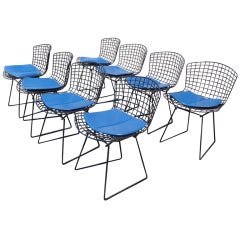 Eight Harry Bertoia For Knoll Black Side Chairs