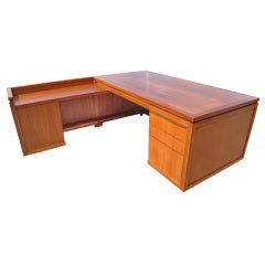 Vintage Dunbar Wooden Desk With Left Hand Return