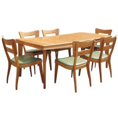 Retro Heywood Wakefield Extension Dining Table And Six Chairs