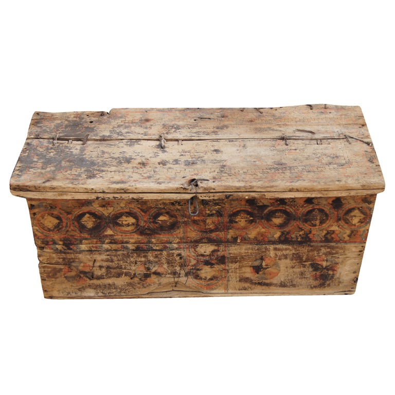 Rustic Moroccan Painted Chest Trunk  