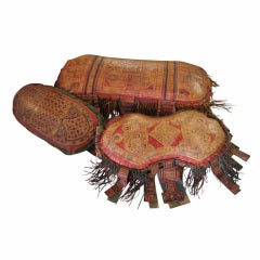 Three Moroccan Touareg Leather Pillows