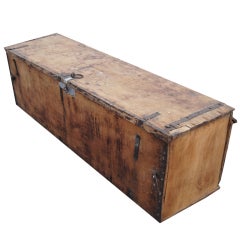 Vintage Rustic Long Wooden Moroccan Chest