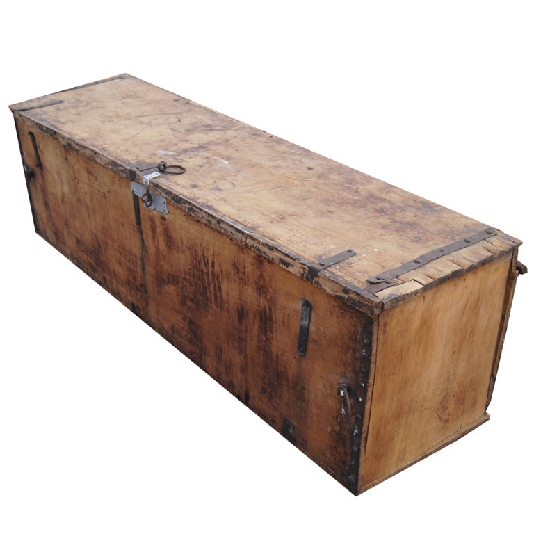 Rustic Long Wooden Moroccan Chest