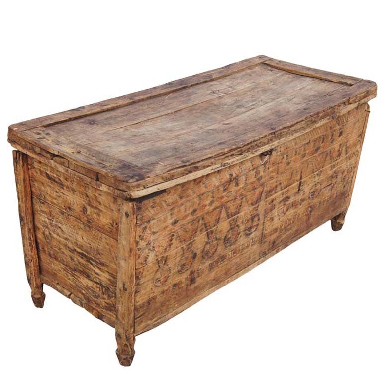 Rustic Wooden Lidded Moroccan Chest