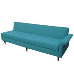 Vintage 1950's Sofa With New Turquoise Upholstery