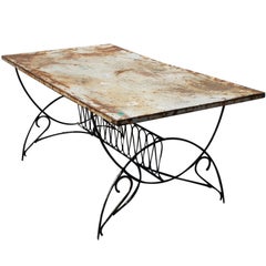 Art Deco Metal Outdoor Patio Dining Table 