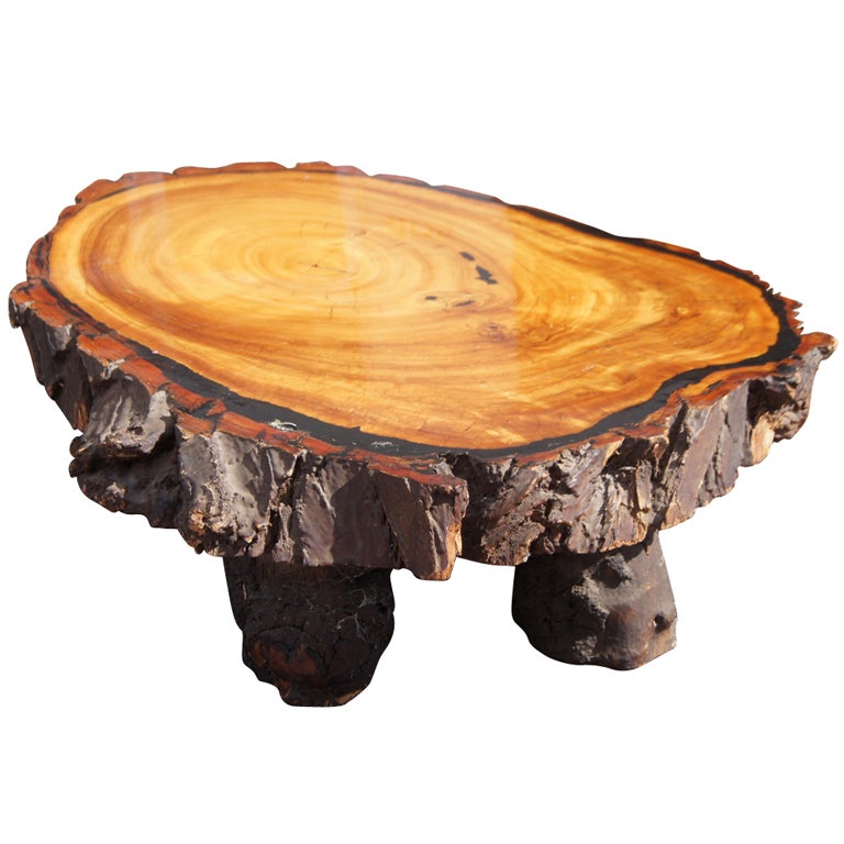 Large Rustic Redwood Coffee Table For Sale at 1stdibs