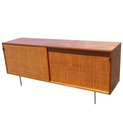 Vintage Florence Knoll For Knoll Walnut And Cane Credenza Buffet