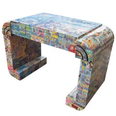 Comic Strip Decoupaged Console Table Desk