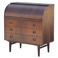 Swedish Rosewood Roll Top Cylinder Desk