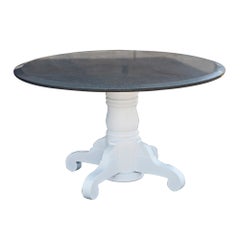 Round Granite And Wooden Dining Table  