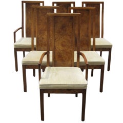 Thomasville Retro Burled Set of Six Dining Chairs