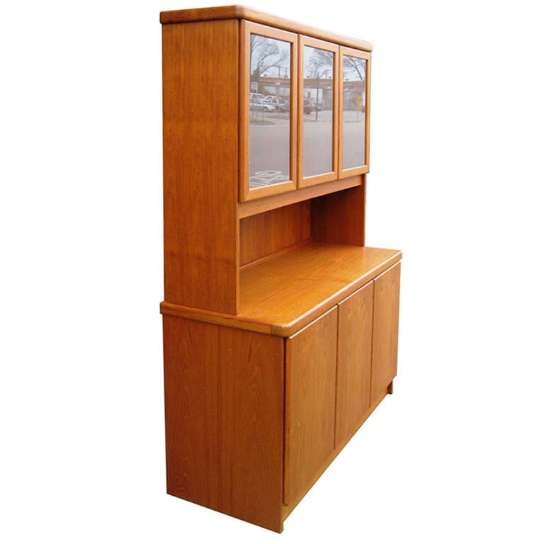 Christian Linneberg Teak Buffet and Hutch with Three Hutch Lamps at
