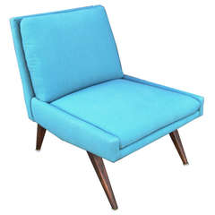 Sky-Blue Slipper Lounge Chair in the Style of Milo Baughmann