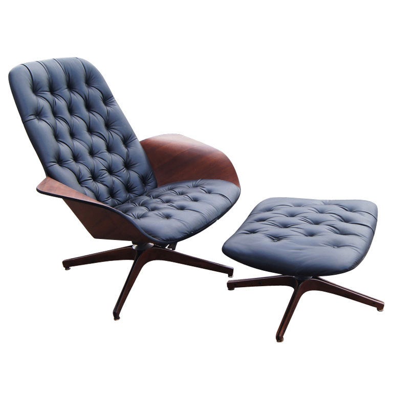 George Mulhauser For Plycraft Lounge Chair And Ottoman at 1stDibs
