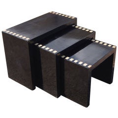 Three Black Lacquer Nesting Tables 9