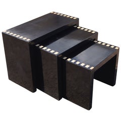 Three Black Lacquer Nesting Tables