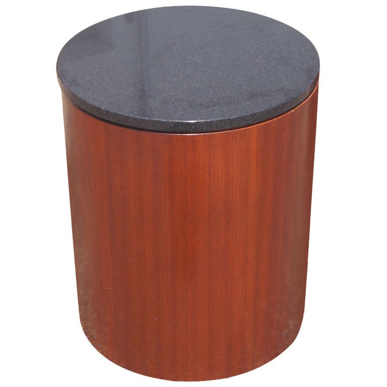 Mahogany And Granite Round Side Table