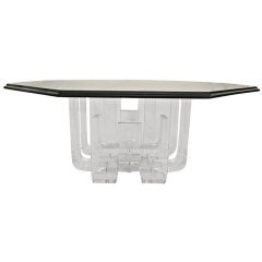 Octagonal Glass and Lucite Mid Century Coffee Table