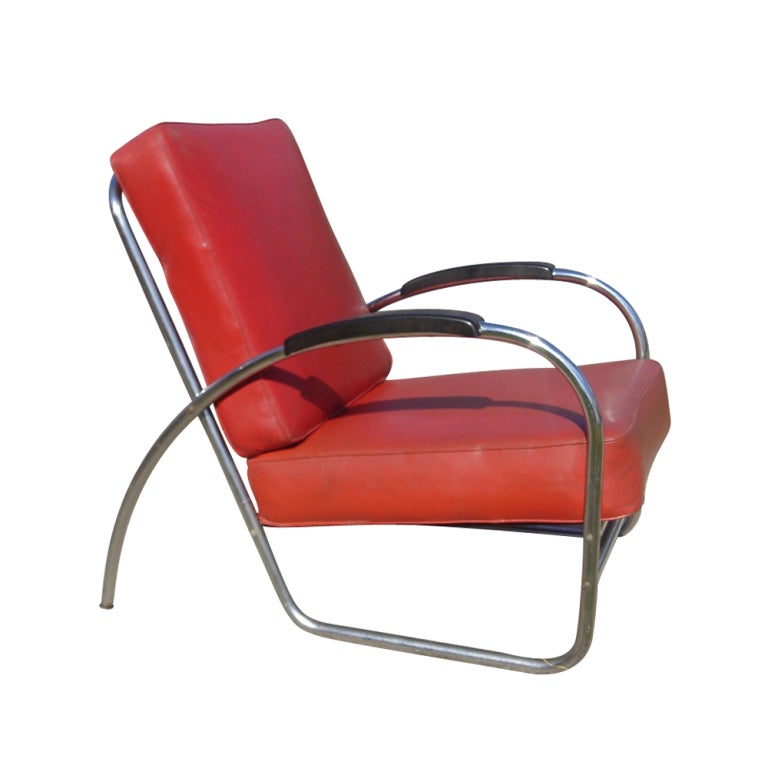 American Pair Of Art Moderne Royal Chrome Lounge Chairs