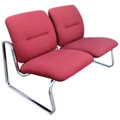 Steelcase Metal and Fabric Tandem Bench