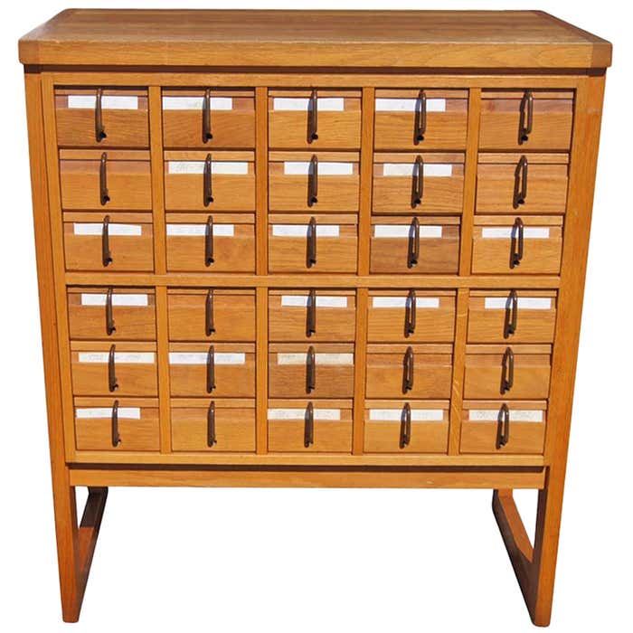 Thirty Drawer Oak Library Card Catalog File at 1stDibs card catalog