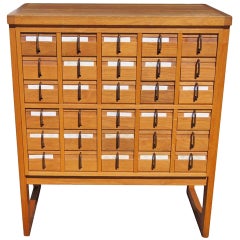 Used Thirty Drawer Oak Library Card Catalog File 