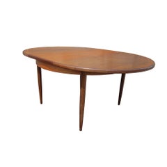 Vintage Danish Extendable Teak Oval Table by Kofod-Larsen