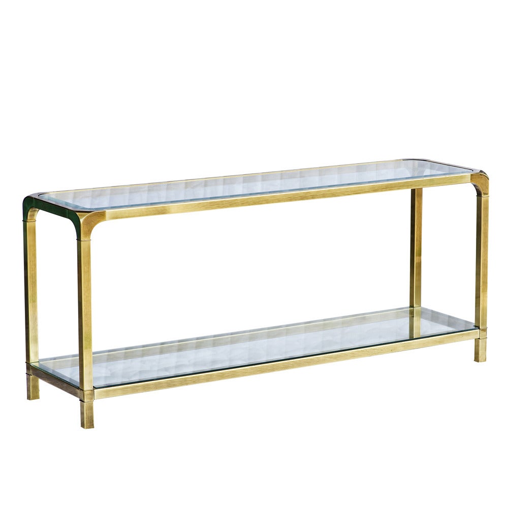 Mastercraft Brass and Glass Console Table