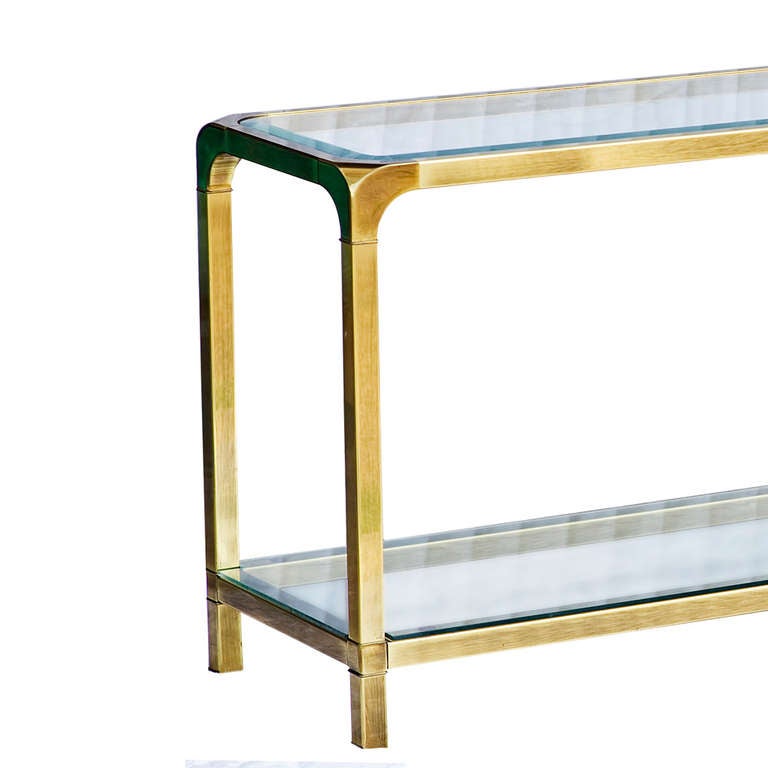 Mid-Century Modern Mastercraft Brass and Glass Console Table