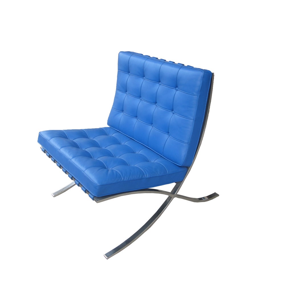 Mies van der Rohe for Knoll Blue Barcelona Chair