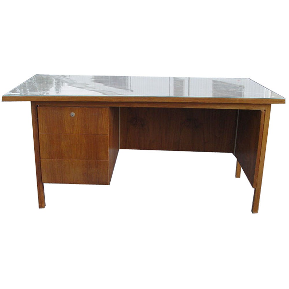 Vintage Stow Davis Walnut Single Pedestal Desk
