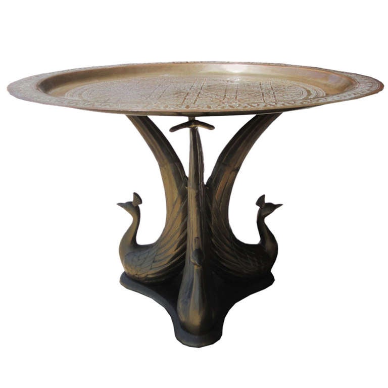 Table paon sculpturale en bronze en vente