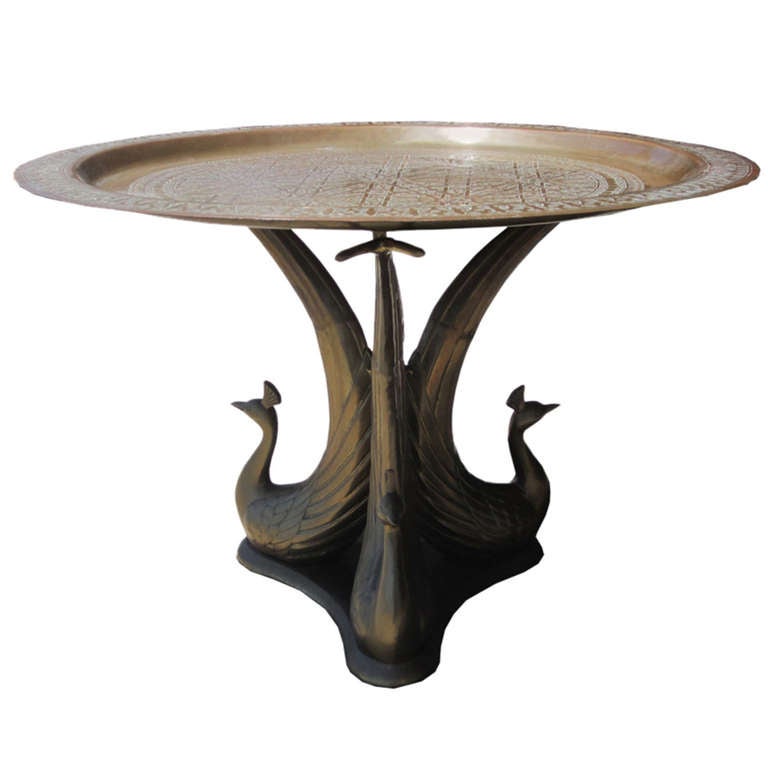 Bronze Sculptural Peacock Table