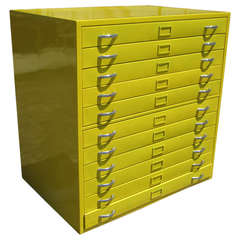 Vintage Yellow Architectural Drafting Flat File Cabinet-Restored