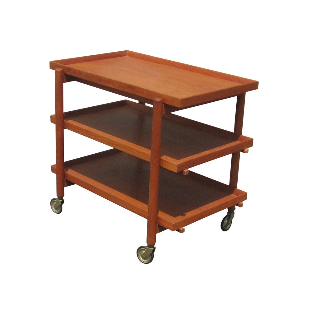 Vintage Danish Teak Tea Trolley Designed by Poul Hundevad 30% off