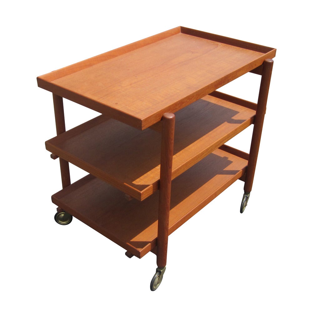 Vintage Danish Teak Tea Trolley Designed by Poul Hundevad 30% off