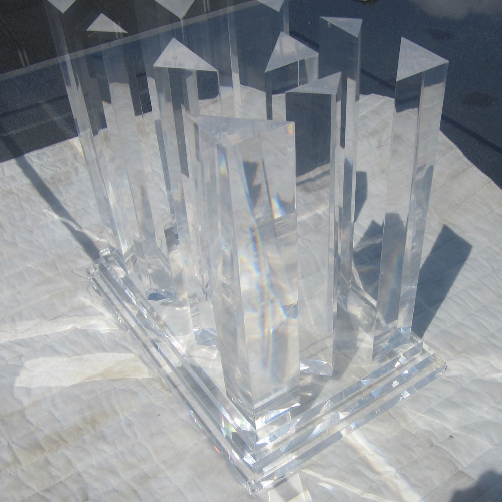 Unknown Vintage Glass Table with Geometric Acrylic Base Reduced 30%