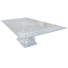 Vintage Glass Table with Geometric Acrylic Base Reduced 30%