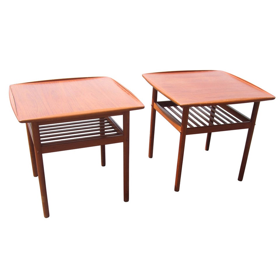 Pair of Rare Vintage Danish Teak Side Tables Designed by Grete Jalk