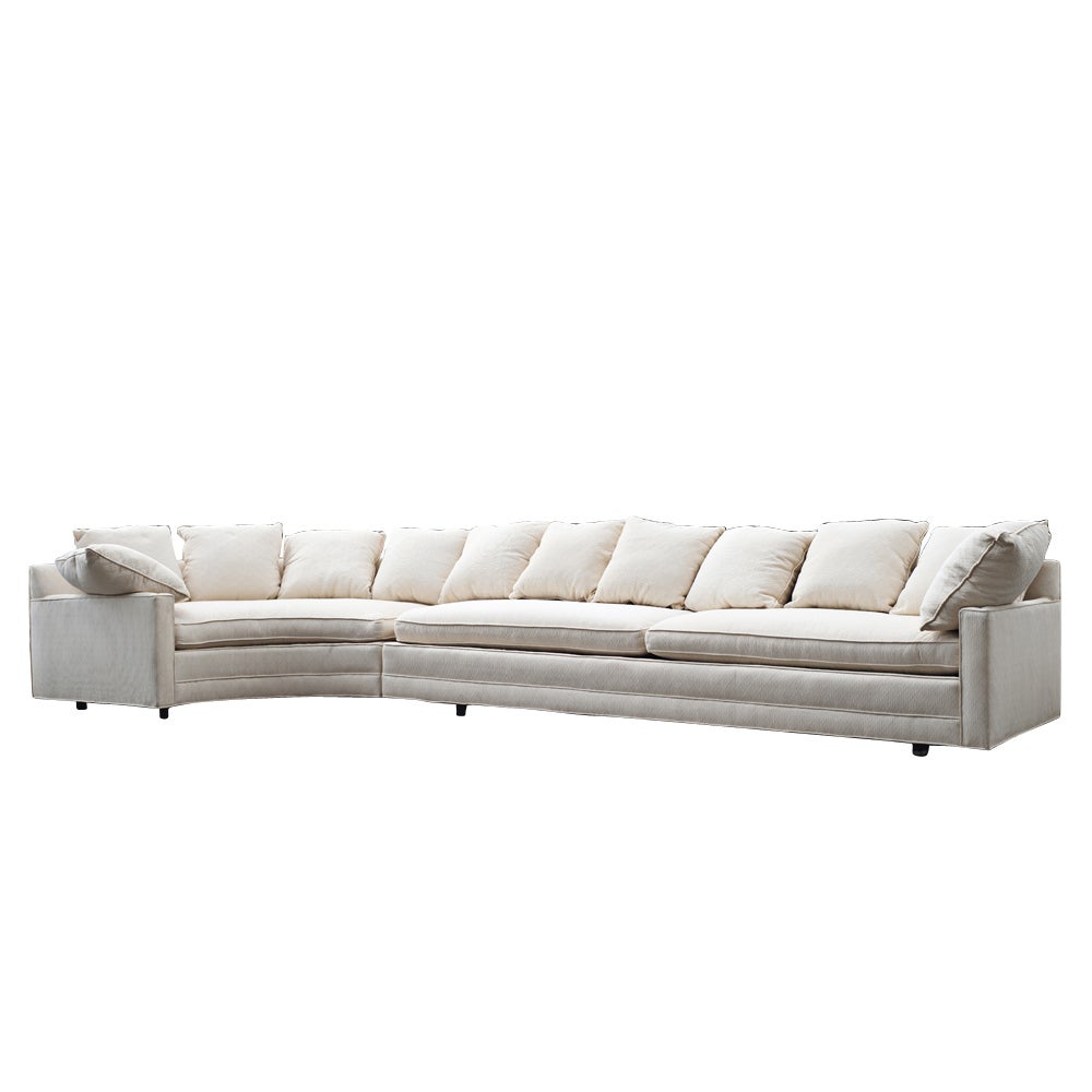 Large Two Piece White Sectional Sofa With Corner Table