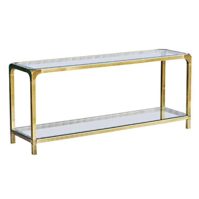 Mastercraft Brass and Glass Console Table at 1stdibs