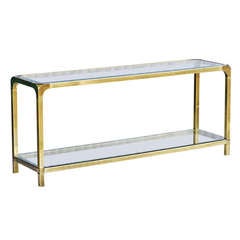 Mastercraft Brass and Glass Console Table