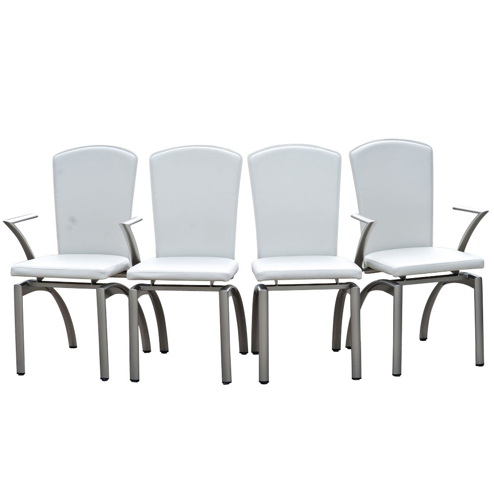4 Frag Italian Leather Dining Chairs 75% OFF original price of $2200