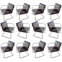 Twelve Thonet Mies Van Der Rohe Brown Leather Brno Chairs